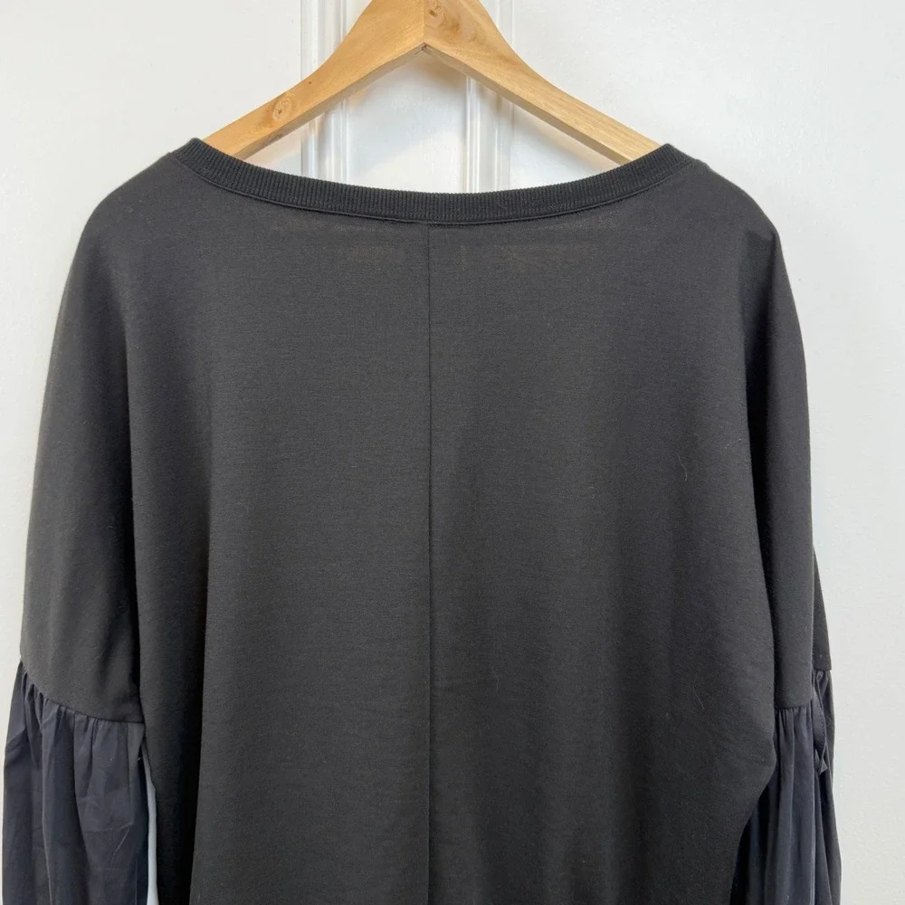 Forgotten‎ Grace Black Mixed Media Balloon Sleeve Sweatshirt SB574 Medium